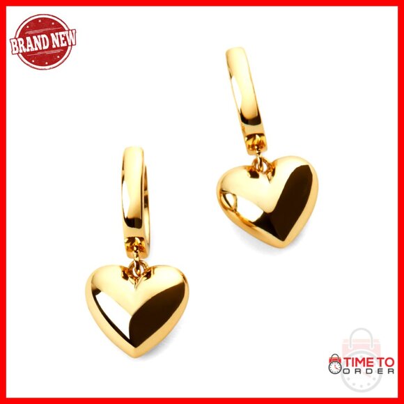 Jewelry - Puffed Heart Huggie Hoop Earrings 14K Gold Plated Hypoallergenic